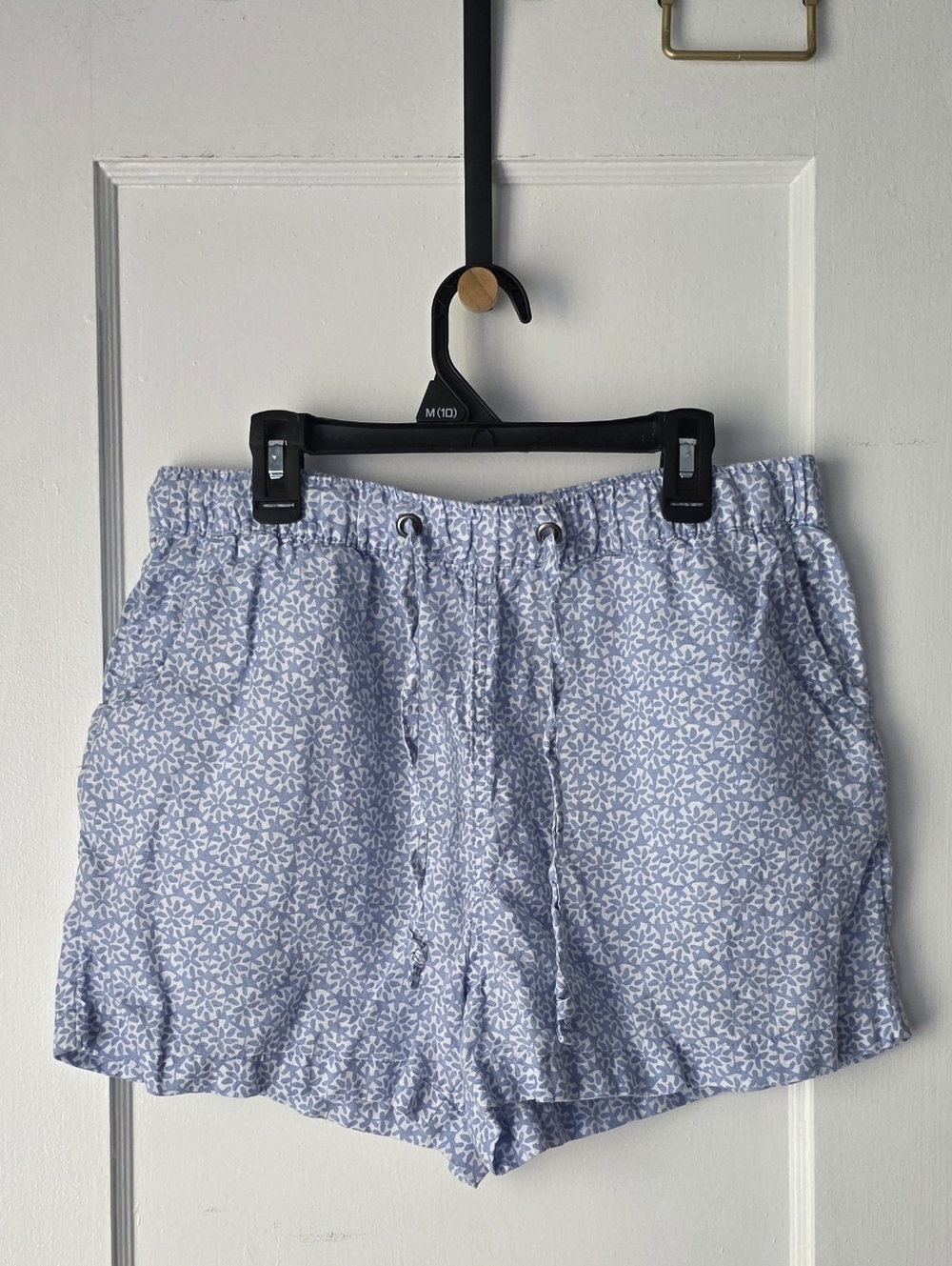 Sigrid Olsen Periwinkle blue Sand Dollar print 100% linen drawstring shorts M